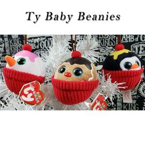 3 Ty Baby Beanies Christmas Ornament NWT